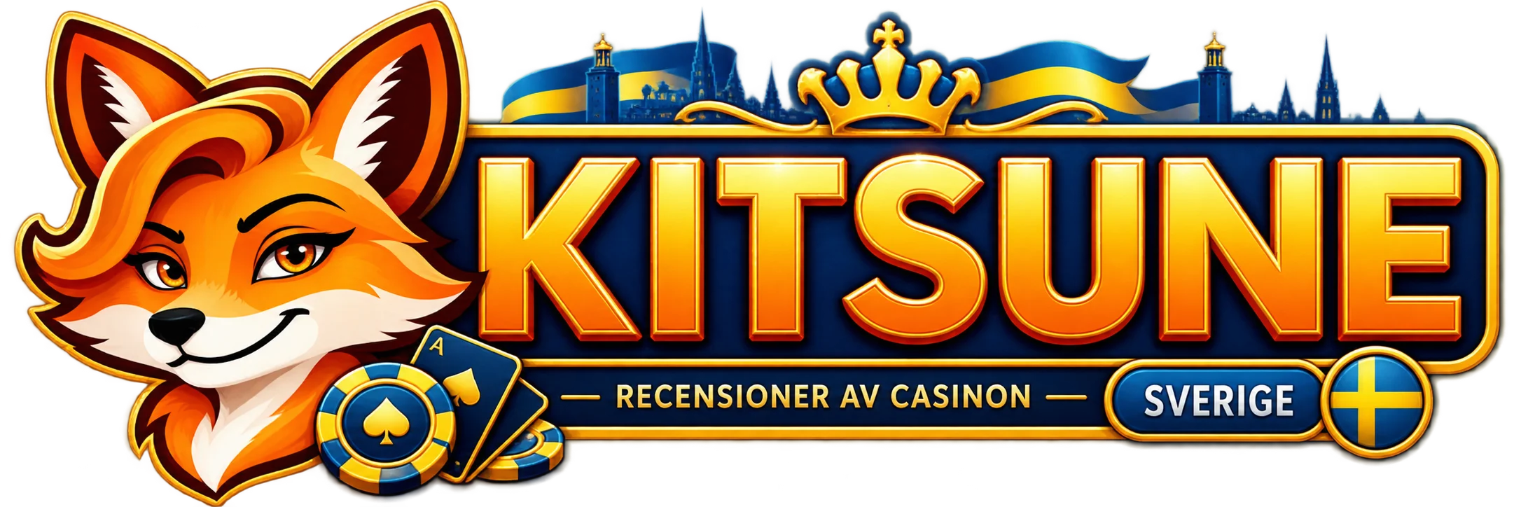 Kitsunes rävsymbol i logotypen för den svenska casinorecensionen